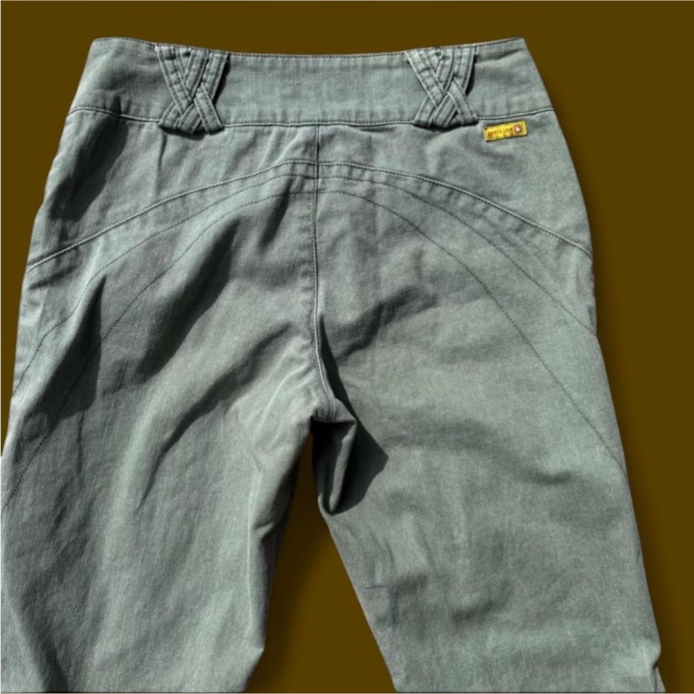 Y2K Gasoline Sage Green Low Rise Flare Stitching Details Pants - Picture 7 of 8